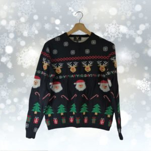 Pull Noël HAPPY HOLIDAYS Noir XL